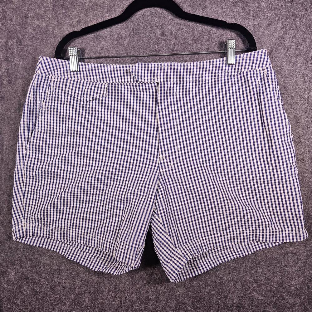 J.Crew Mens Blue Gingham Seersucker Mesh Lined Swim Trunks Beach Vacation Sz 36